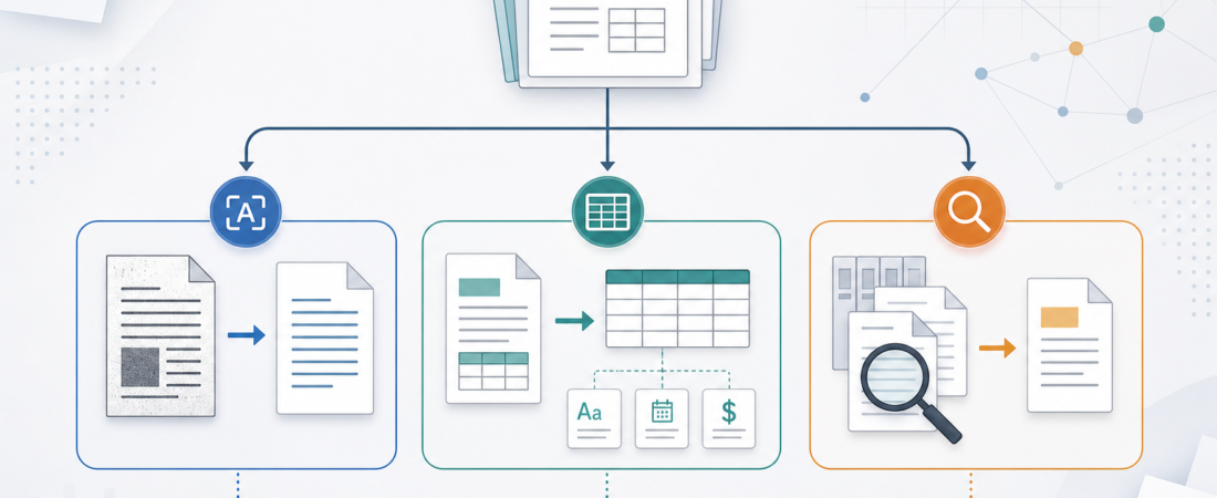 OCR vs Structured Extraction vs Archive Search: Choosing the Right Document Skill
