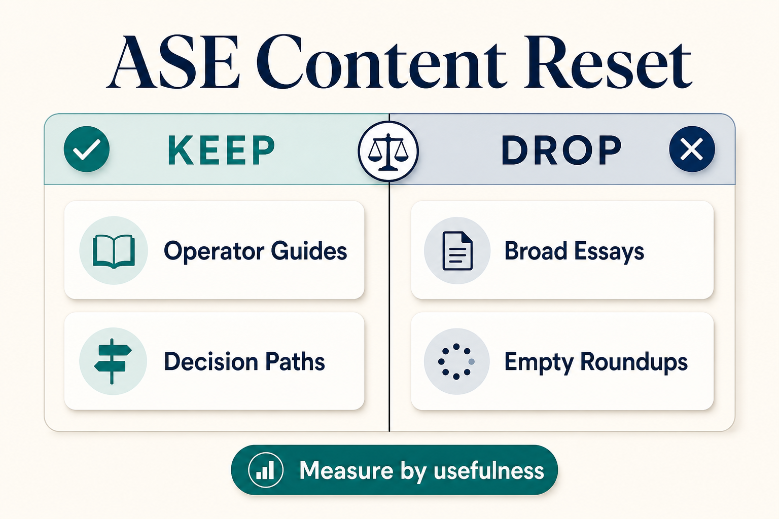 The 100-Day Blog Check: What ASE Content Should Keep and What It Should Drop