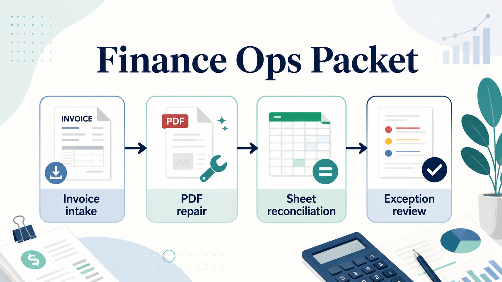 A Finance Ops Packet for Invoices, Sheets, and Exception Review